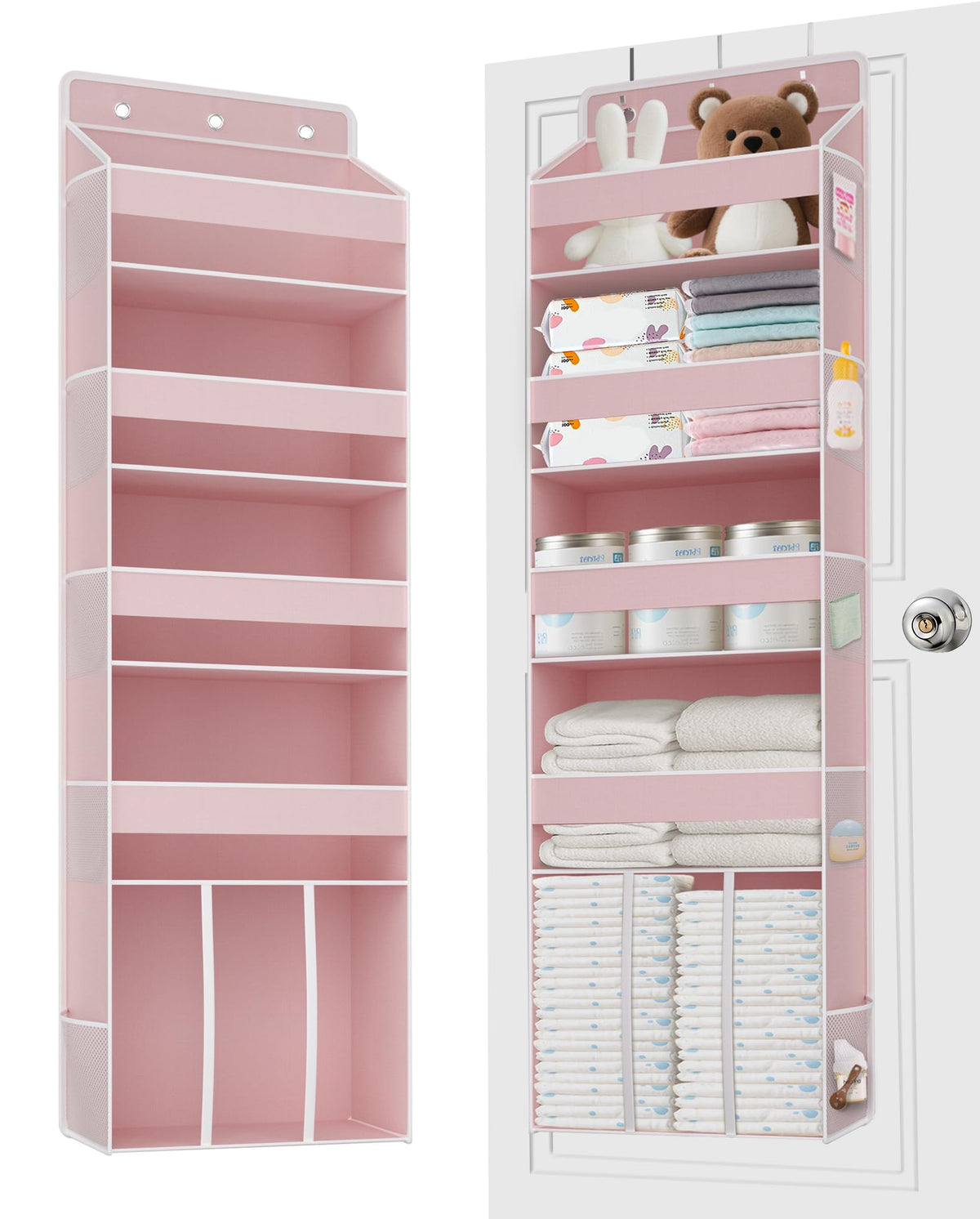 TAHAVICE 1PC Pink Over the Door Nursery Organizer - Image 1