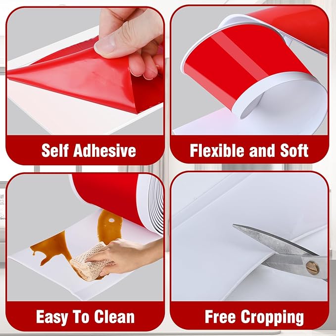 Vinyl Baseboard Molding Trim 4 Inch x 40 Feet Peel and Stick Baseboard Trim Flexible PVC Cove Base Moulding Self-Adhesive Trim for Garage Bathroom Cabinet Floor Walls, White