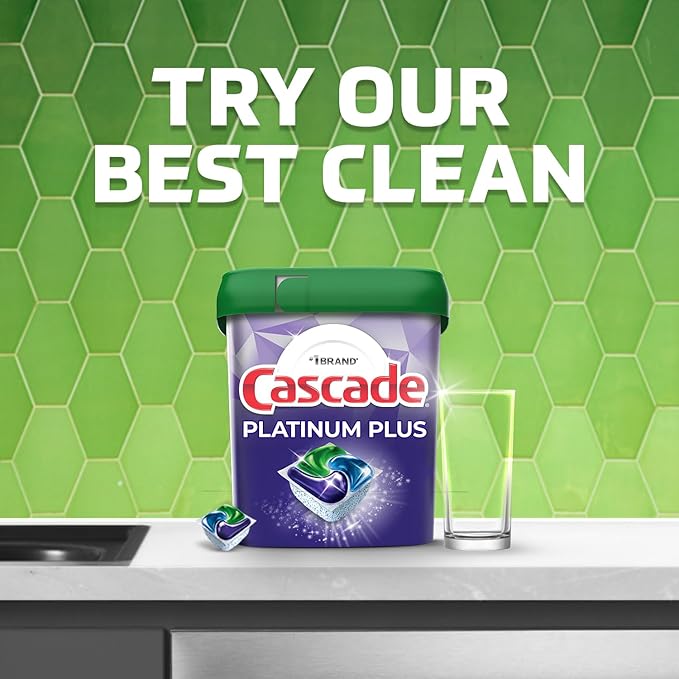 Cascade Platinum Plus Dishwasher Pods, Dishwasher Detergent, Dishwasher Soap, Dish Tabs, Dishwashing Tablets, Dish Detergent, Fresh, Actionpacs, 62 Count