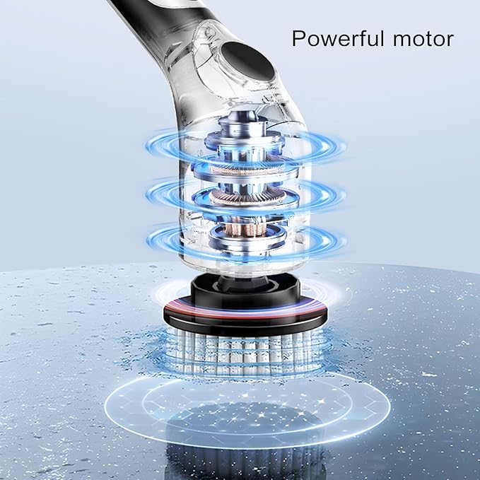 Multi-Functional Electric Spin Scrubber, New Cordless 2 Speed Cleaning Brush Bathroom Scrubber, IPX7 Waterproof Shower Scrubber with 9 Brush Heads, Extendable Long Handle