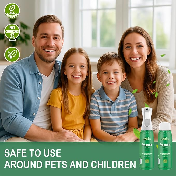 House of Zest FreshAir Home – Eliminate household odors, from trash, laundry, bathroom/diaper stink, and pet funk. Chemical Free, made with plant-based ingredients, with light citrus scent.2pk 32fl oz