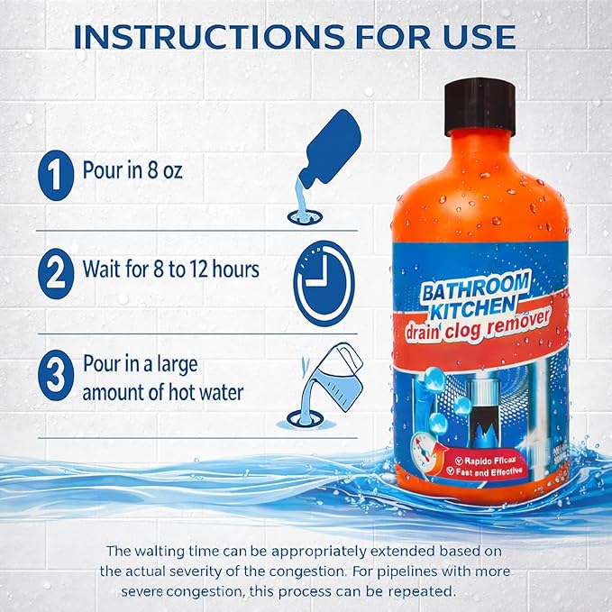 Drain Clog Remover, Liquid Plumber Drain Cleaner, Garbage Disposal Cleaner and Deodorizer, Pipe Cleaners for Shower or Sink Drains, Professional Toilet Unclogs and Removes Hair, Blockage (2 pcs)
