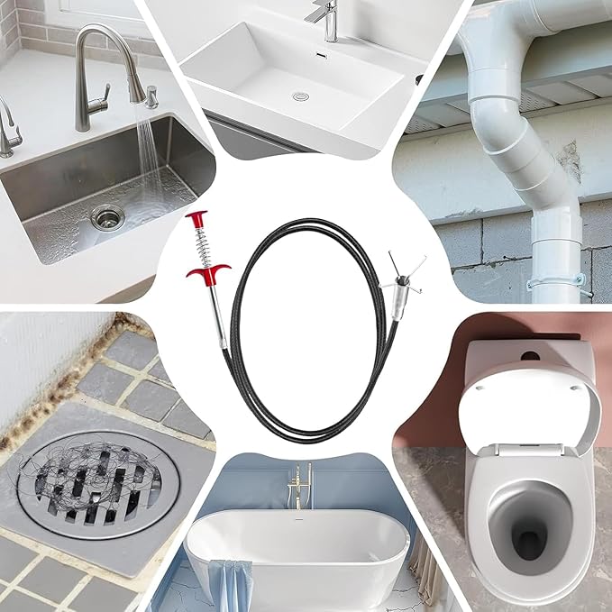 Drain Snake,116 inch Flexible Grabber Claw Pick Up Reacher Tool,Drain Clog Remover - Gutter Cleaning Tools for Home Sink, Bathroom Tub,Drain, Toilet, Tight Spaces