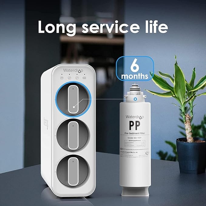Waterdrop TSPP Under Sink Sediment Water Filter, Replacement TSU-W 3-Stage Ultra-Filtration Under Sink Water Filter System, 2 Pack