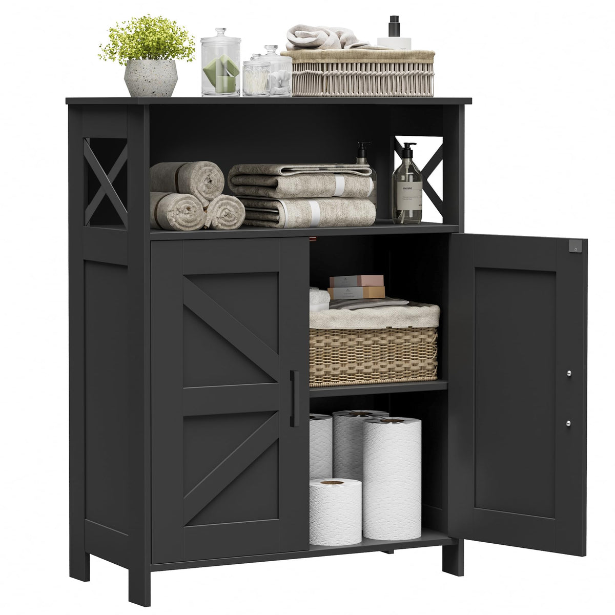 Homhedy Farmhouse Bathroom Storage Cabinet with Doors - Image 1
