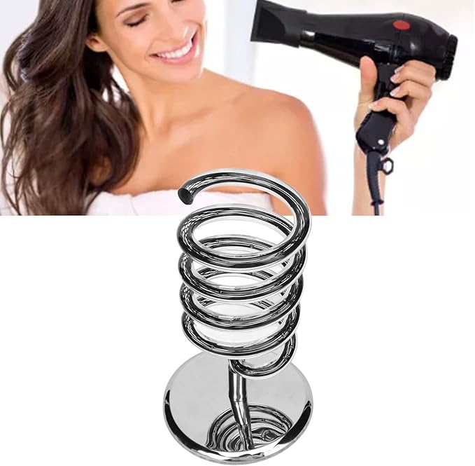 DAUERHAFT Spiral Hair Dryer Holder hair dryer holder Acrylic Spiral Blower Stand Protect Counter Top Heat Space Saving for Bathroom Hair Dryer Stands hair dryer holder Hair Dryer Stands