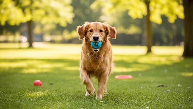 The Dog's Balls Dog Tennis Balls for Dogs, Blue, 12-Pack - Non-Abrasive Felt Fetch Balls, Tough Rubber Core, Float in Water, Fits Standard Launchers