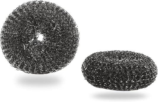 Heavy-Duty Stainless Steel Wool Barbecue Grill Cleaning Scrubber Pads, Replacement Steel Wool Brush Head, 2 Pack