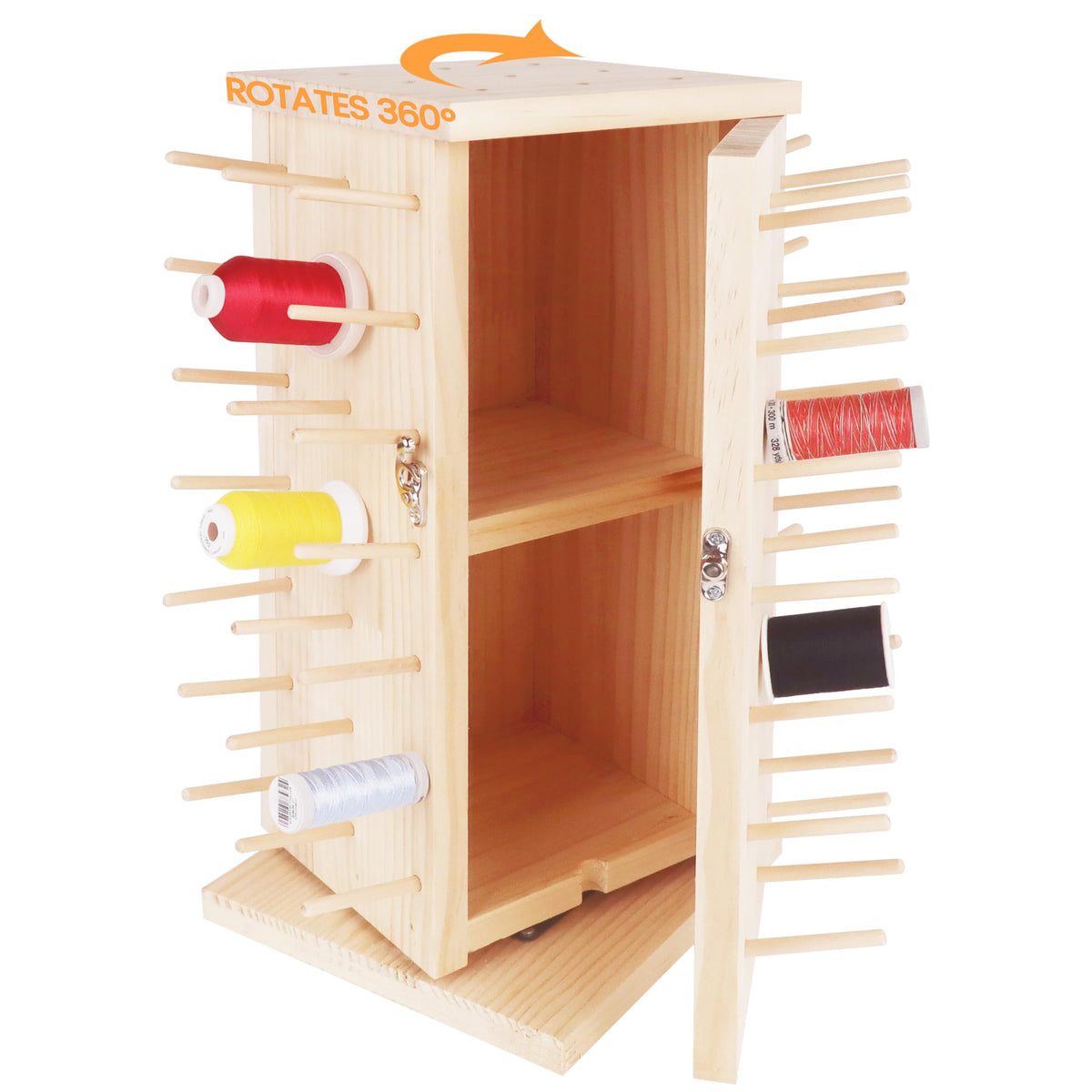 New brothread 93 Spools 360° Fully Rotating Wooden Thread Rack - Image 1