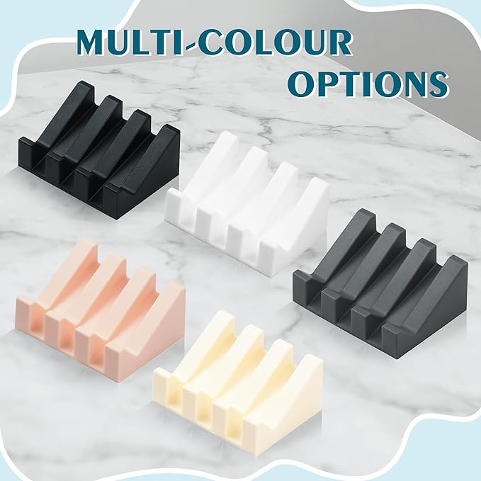 Silicone Soap Dish with Drain, Upgrade Double Suction Cups at The Bottom for Anti-Slip and Stability, Soap Dish Shower Waterfall Bar Soap Holder Tray with Drain Soap Holder (2, Black)