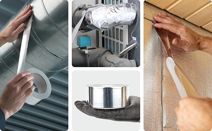 GGR Supplies AF-20R Professional/Industrial Grade High Temperature Heat Shield Resistant Aluminum Foil Tape Ideal for HVAC, Air Ducts Repair (3.6Mil): 1/2 in. Wide x 50 yds.