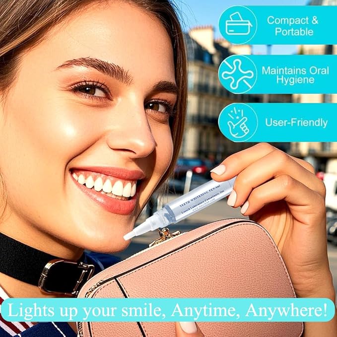 Bright & Protective Teeth Whitening Kit with Whitener Pen & Remineralization Gel Pen for Sensitive Teeth, On-The-go whitening Applicator, Whitening Pen for Stain Removal, Travel-Friendly