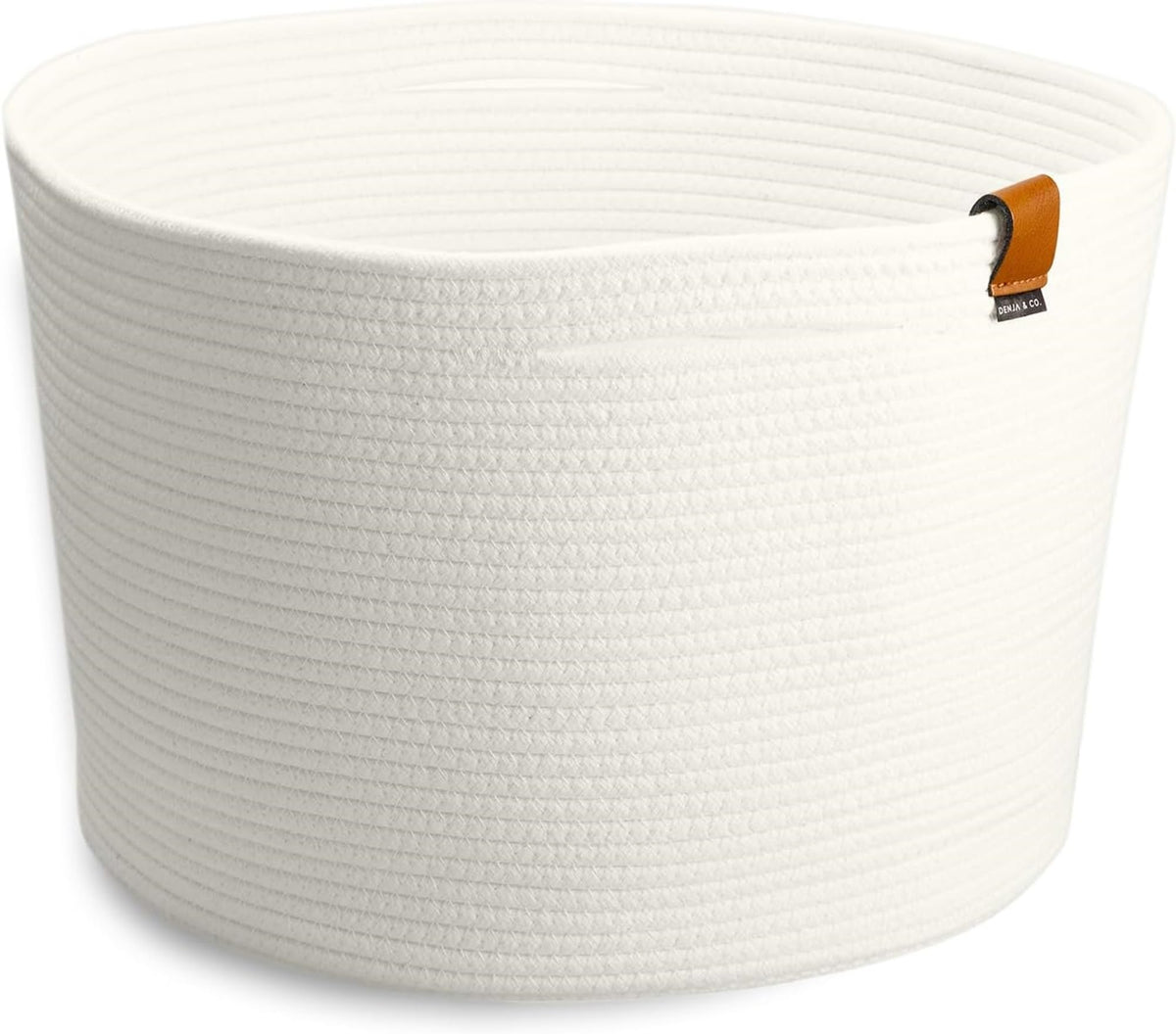 DENJA & CO Extra Large Blanket Basket for Living Room - White - Image 1