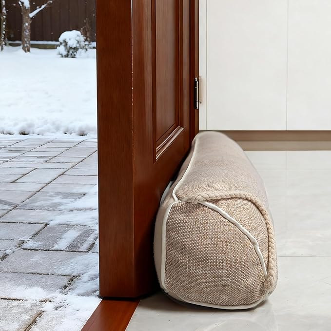 36 Inch Under Door Draft Stopper, Blocks Hot Cold Air Wind from Door and Window Bottom,Weather Seal, Reduce Noise Light,Triangular, Beige