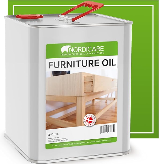 Nordicare Wood Oil Colorless - Premium Walnut Oil, Teak Oil, Wood Oil Furniture for Oak, Beech, Teak, Walnut, Pine, Larch - Natural Furniture Wood Oil - Made in Denmark - for Indoor Use (84.5 oz)