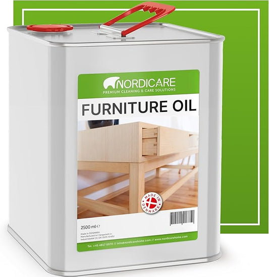 Nordicare Wood Oil Colorless - Premium Walnut Oil, Teak Oil, Wood Oil Furniture for Oak, Beech, Teak, Walnut, Pine, Larch - Natural Furniture Wood Oil - Made in Denmark - for Indoor Use (84.5 oz)