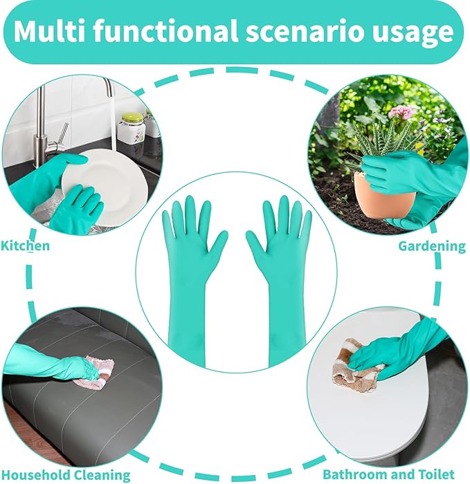 Long Sleeved Durable Nitrile Gloves 18in Reusable,Heavy duty Rubber Cleaning kitchen Cooking Anti Slip Dishwashing