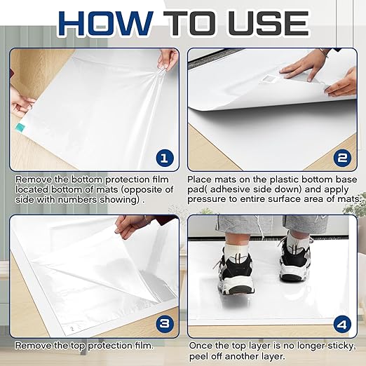 Nuanchu Adhesive Mat Pad Include 1 Sticky Non Slip Base Pad 2 Tacky Dust Mats Construction of 30 Sheets (60 Sheets Total) for Clean Room Science Lab Matting Laboratory Hospital(White,24x36 Inches)