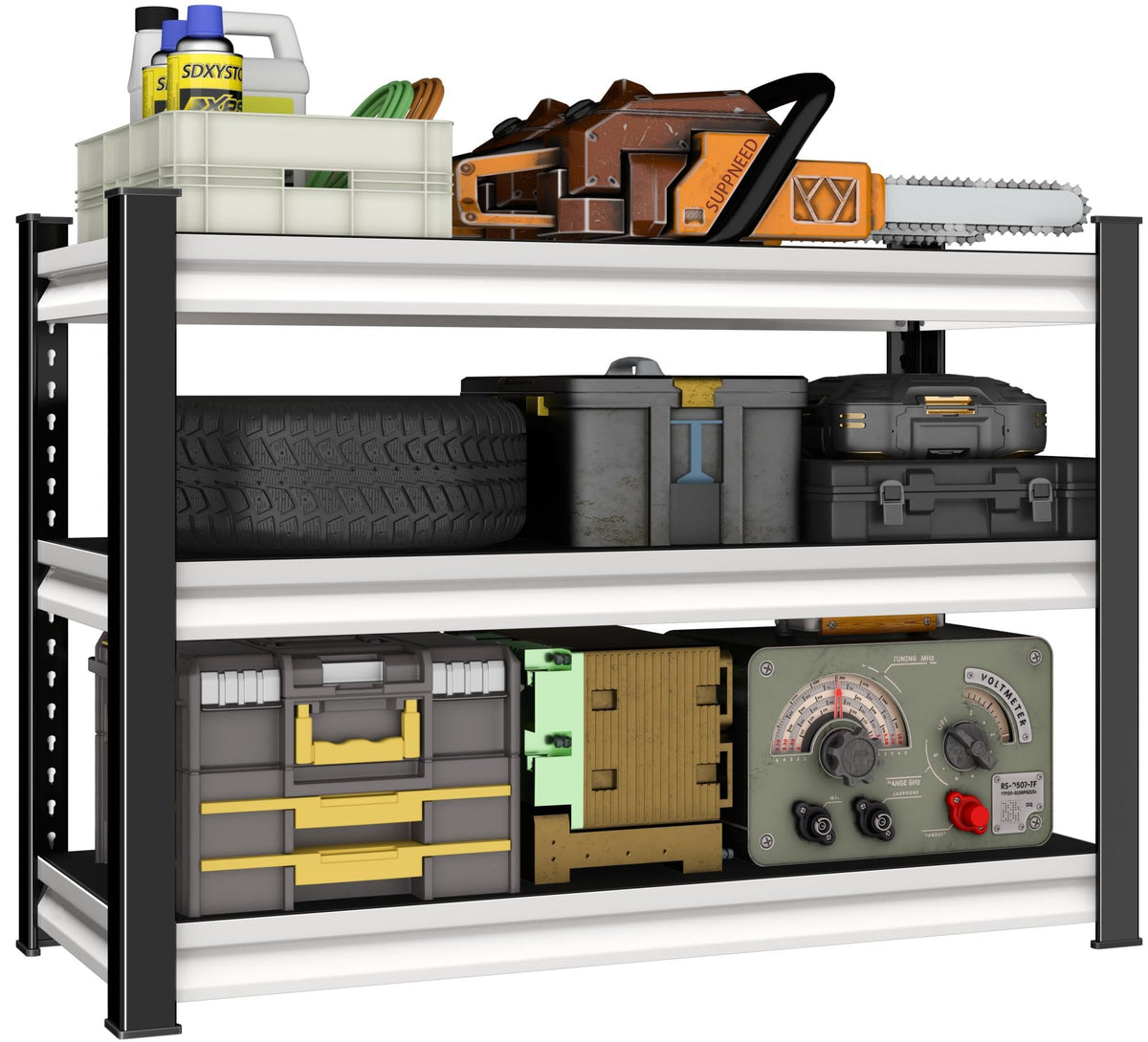 Storage Garage Shelving Units: 39.3" W x 17.7" D x 36" H White - Image 1