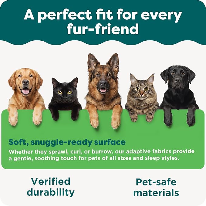 FurHaven Cooling Gel Dog Bed for Medium Dogs, L-Shaped Chaise with Cool Gel-Top Foam with a Solid Orthopedic Foam Base for Joint Support, Washable Cover, Medium, Plush & Velvet, Deep Sapphire