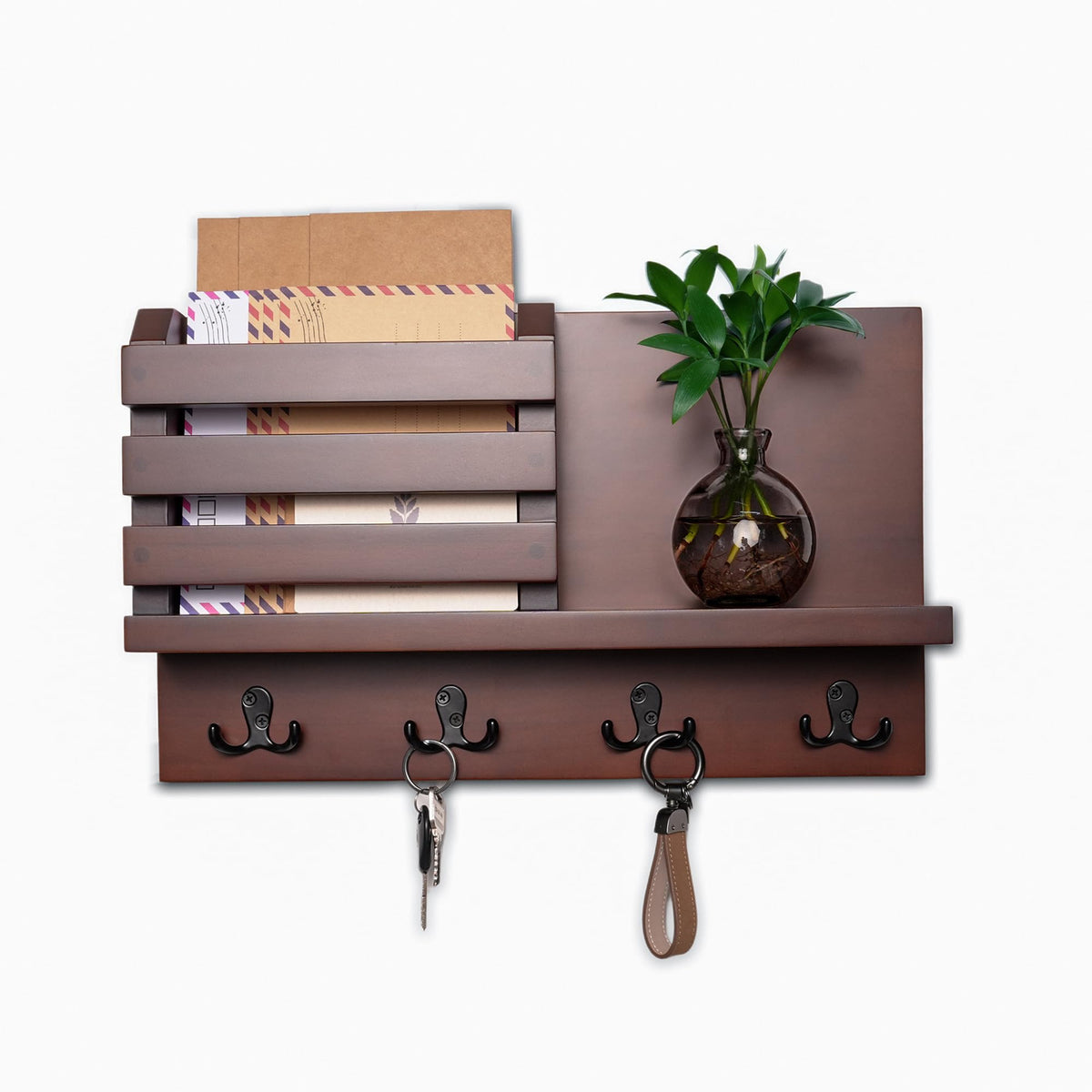 Key Holder Wall Mount with Shelf, Mail Organizer - Image 1