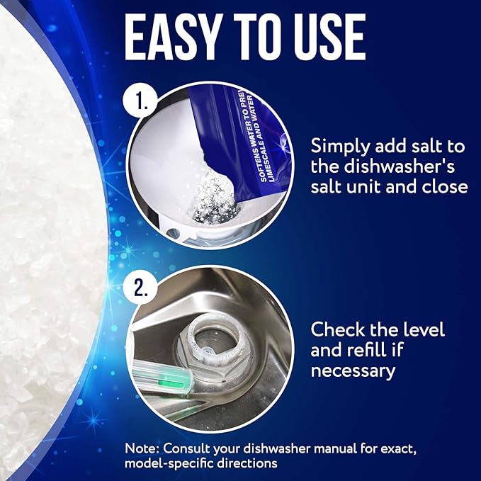 IMPRESA Coarse-Grain Dishwasher Salt - 80 Oz 100% Pure Formula & Softener Salt - Compatible With Miele, Bosch & Whirlpool Models & Dishwasher Water Softener