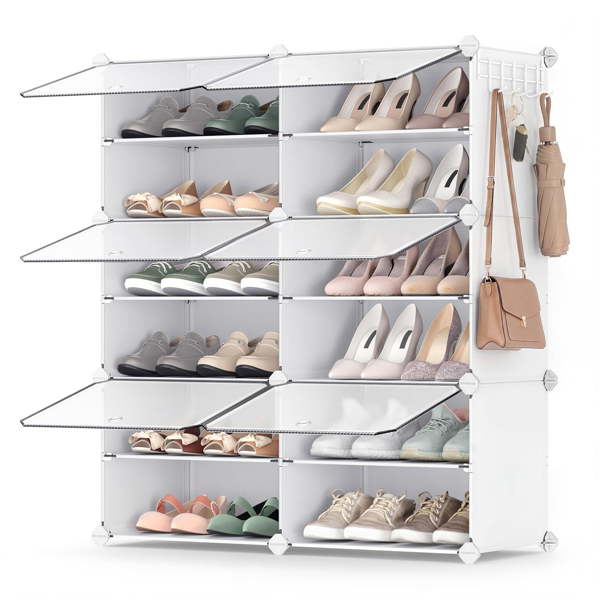 SONGMICS Shoe Rack, 6-Tier with Doors, 24-Pair Storage Cabinet - Image 1