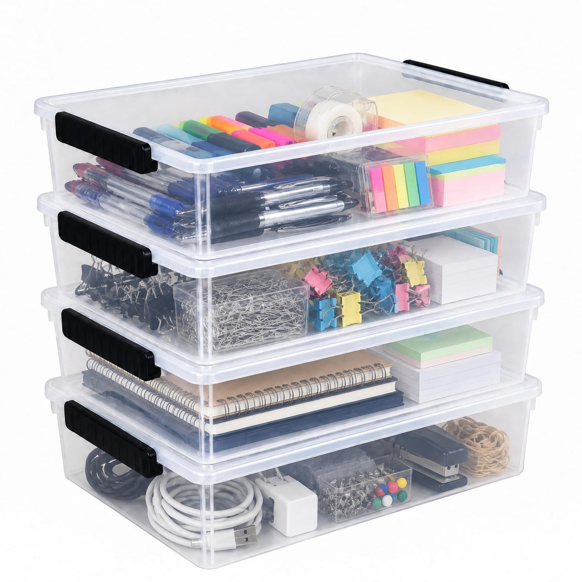 Xyskin 4 Pack 6 Qt Plastic Storage Bins with Lids, Clear Sensory - Image 1