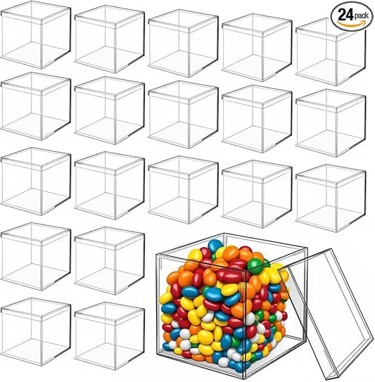 Clear Acrylic Boxes 2x2x2 Inch，Small acrylic gift box with Lid, Clear Square Cube Acrylic Candy Storage for Candy,Gift,Stackable Cube Container, Transparent Box Favor Boxes for Display