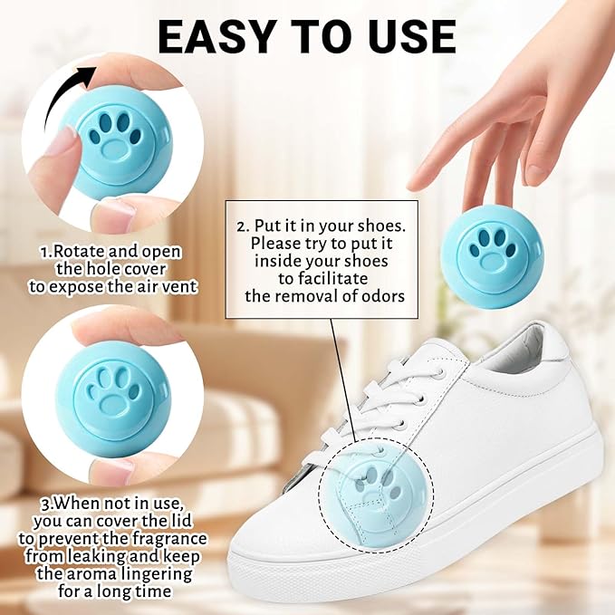 STRN Sneaker Deodorizer Balls 8 Packs Baby Powder Scent Shoe Odor Elimination, Scented Plastic Ball, Long-lasting Freshness Shoe Deodorizer for Sneakers Gym, Bags, Cars and Small Spaces