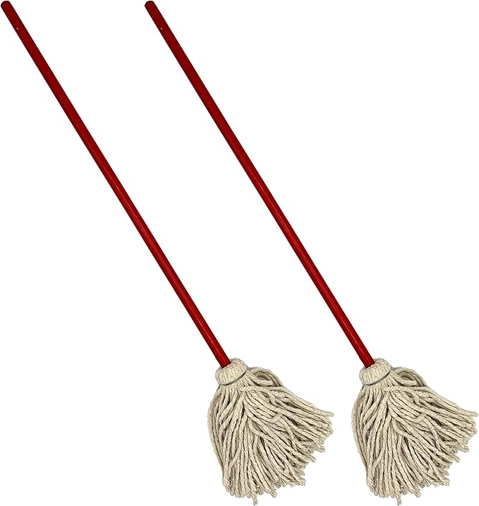Rocky Mountain Goods Small Mop for Kids and toddlers - Traditional red and white cotton yarn toy mop - Made in USA - Great for smaller areas - Solid wood handle - Heavy duty made to last (2)