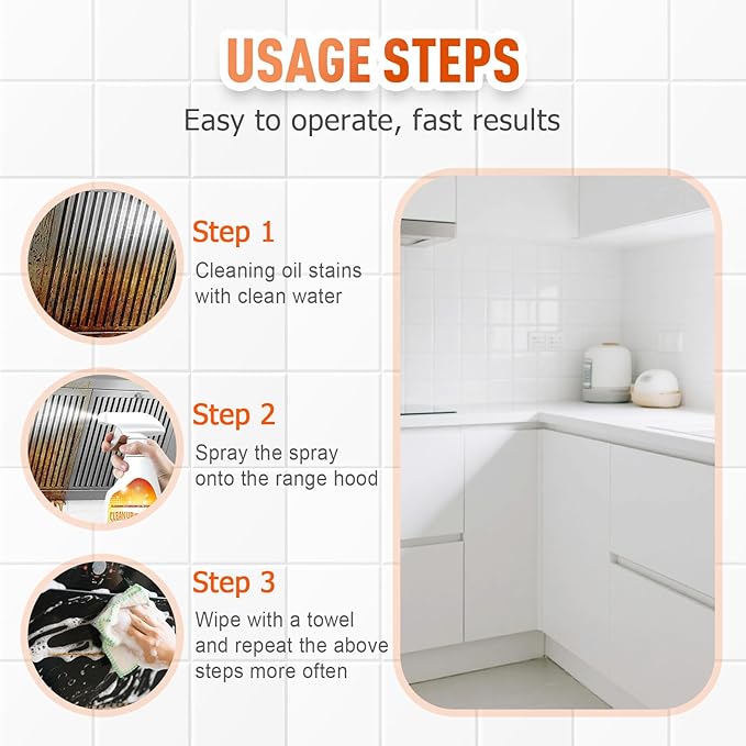 Heavy Duty Degreaser, 2025 Upgrade Kitchen Cleaner, Multipurpose Oil Stain Remover, Strong Grill Cleaner for Restaurant, Cleaning Spray for Home Chefs (1)