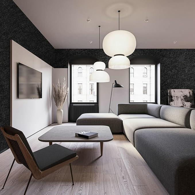 Peel and Stick Wallpaper Black Silk Wall Paper - 11.8 x 78.7 Inch Self Adhesive Wallpaper Peel and Stick, Easy to Paste Wall Contact Paper for Stand Liner, Table and Door Makeover Decor