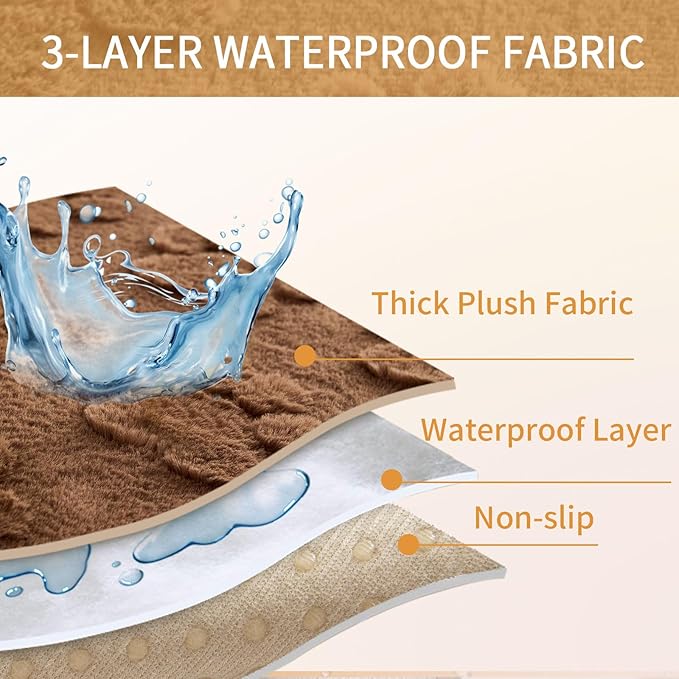 Waterproof Couch Cover for Dogs Washable,Fuzzy Pet Couch Covers for Sofa,Thick Soft Dog Mat Non-Slip Couch Covers for 3 Cushion Couch Sofa Pet Friendly (Brown, 35 * 95(1pc))
