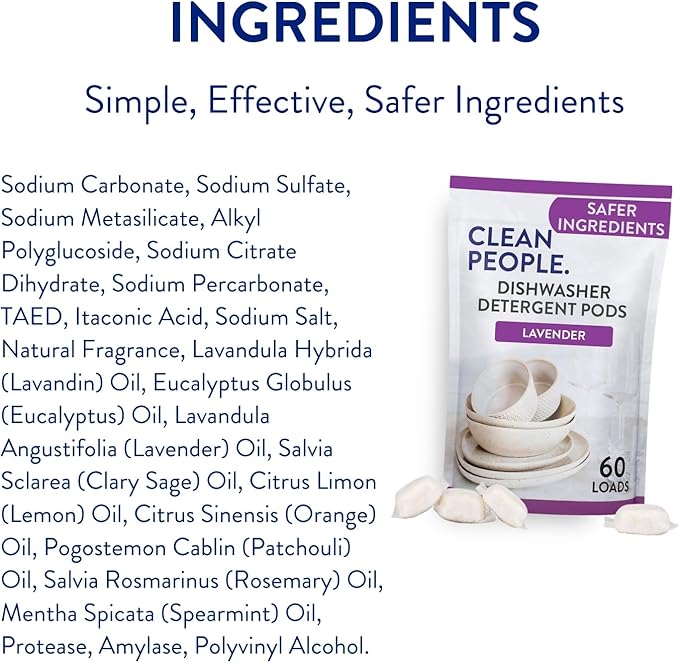 The Clean People Dishwasher Detergent Pods | Cuts Grease and Rinses Sparkling Clean | Residue-Free | Lavender, 30 Pack