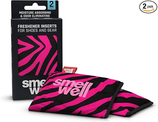 SmellWell - Scented Shoe Deodorizer Inserts - Odor Eliminators - Activated Bamboo Charcoal + Minerals - Natural Fresheners for shoes, bags, gloves - 2 x 1.8oz Original Size Pink Zebra