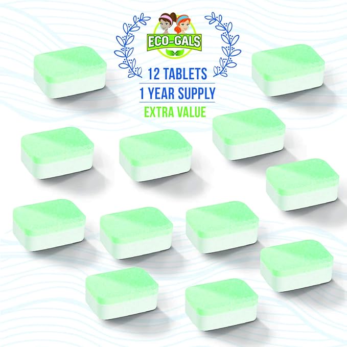 Eco Scrubz Deep Dishwasher Machine Cleaner Unscented, 12 Count Tablets - 1 Year Supply plus Eco-Shines Dishwasher Detergent Pods With 3 in 1 Power of Liquid, Powder, and Gel for Brig