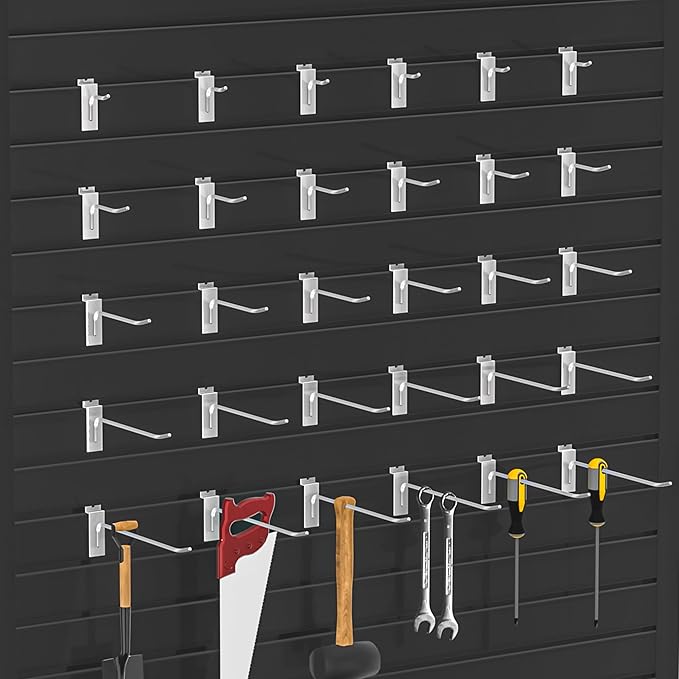 2”Slatwall Hooks, Silvery Slat Wall Display Hook, 25 PCS Slat Wall Panel Accessory Hooks