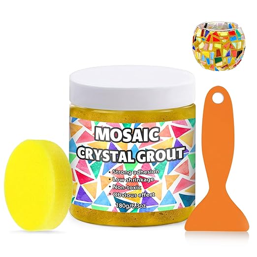 Mosaic Crystal Grout, Mosaics Tile Tools, Mosaic Tile Accessories – Essential for Handmade Grouting and Perfect for DIY Craft Projects (Gold, 6.3oz)