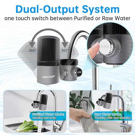 Advanced Sink Faucet Filter,360 ° Rotary Faucet Water Purifier,NSF Certified Level 5 Filtration,Compatible with 99% of Faucets,3 Filter.(Black-T6-CTO)