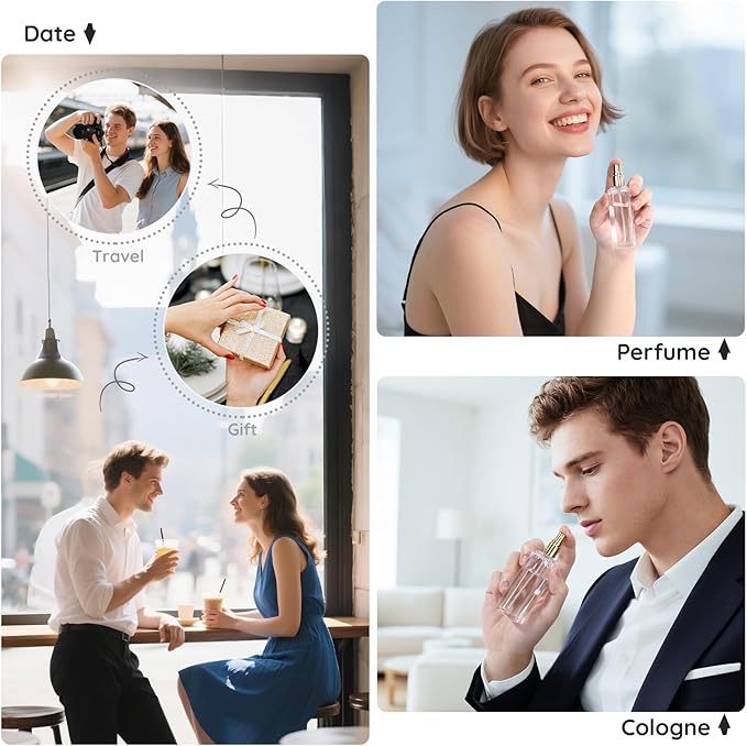 Segbeauty 20pcs 1oz Glass Perfume Spray Bottle Refillable, Empty Travel Cologne Sprayer, 30ml Travel Atomizer Sprayer for Perfume Glass Spray Bottles, Bulk Fine Mist Atomizer with Dispensing Tool