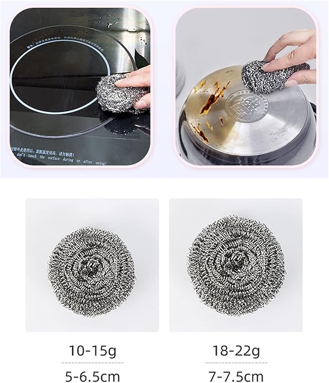 48 Pack Stainless Steel Scourers Sponges,Steel Wool scrubbers for stoves, pots, Cooker Hoods, etc. That are Difficult to Clean (48 Pack-Small 10 gram)