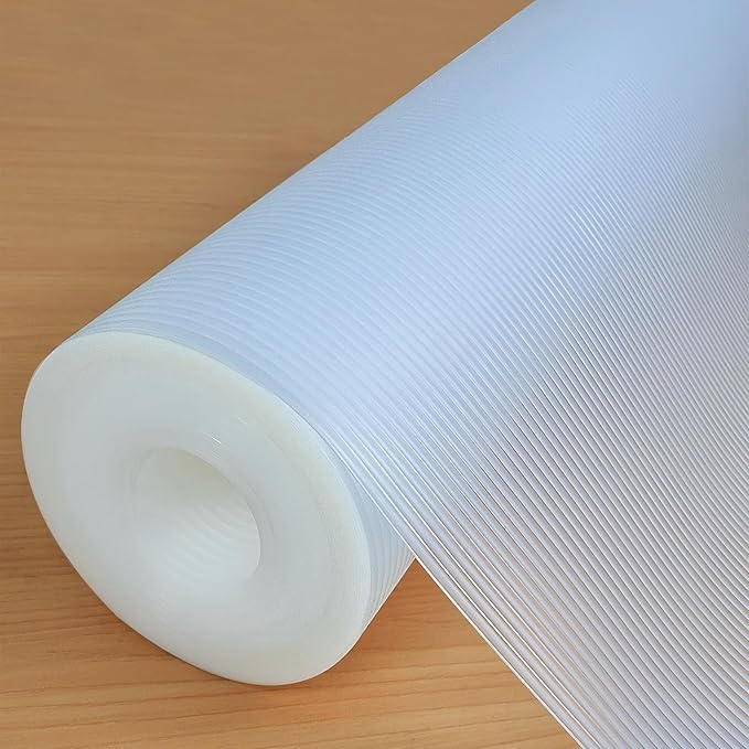 Hersvin Shelf Liners 36 in x 20 ft EVA Drawer Mats, Non-Adhesive Cupboard Protector, Kitchen Cabinet Lining Fridge Liner (Clear Stripe, 91.5x610cm)
