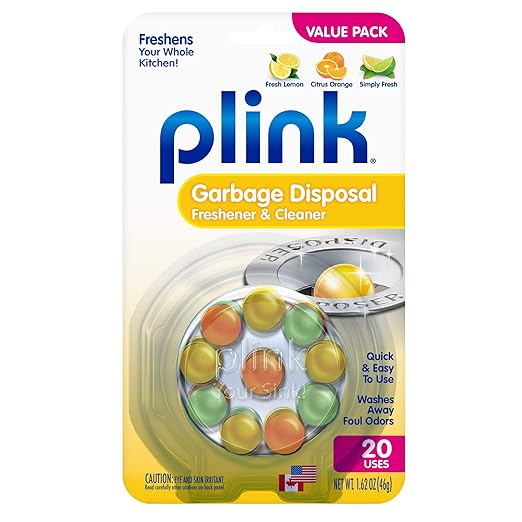 Plink 9013 Garbage Disposal Cleaner and Deodorizer, Variety Pack, 20-Count & -9024 Summit Brands Washer and Dishwasher Freshener Cleaner, 4 Tabs, Yellow, 1 Count (Pack of 4)