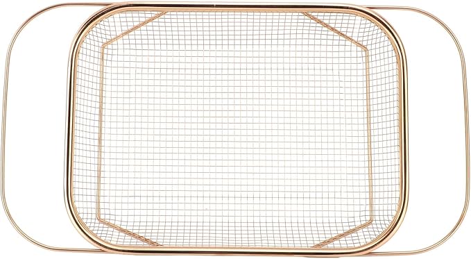 JTLB Over The Sink Colander Strainer Basket Stainless Steel for Kitchen Sink with Handles Fine Mesh Expandable Kitchen Essentials Rectangle (Rose Gold)