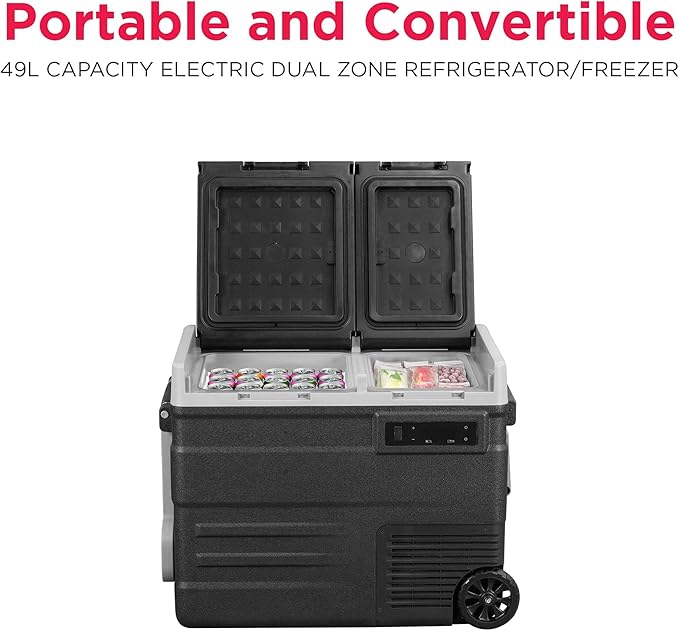 Frigidaire, 51 Qt. Portable Convertible Electric Refrigerator/Freezer Trolley-With App, Dual Zone, Black