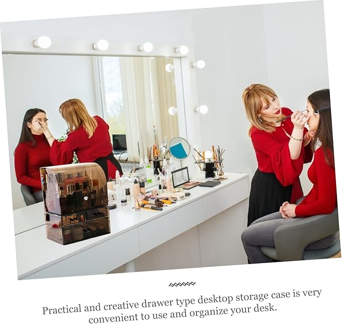 PartyKindom Acrylic Transparent Cosmetic Storage Box Lid Top Makeup Organizer for Vanity and Desktop Convenient Space-saving Design for Tidy Storage