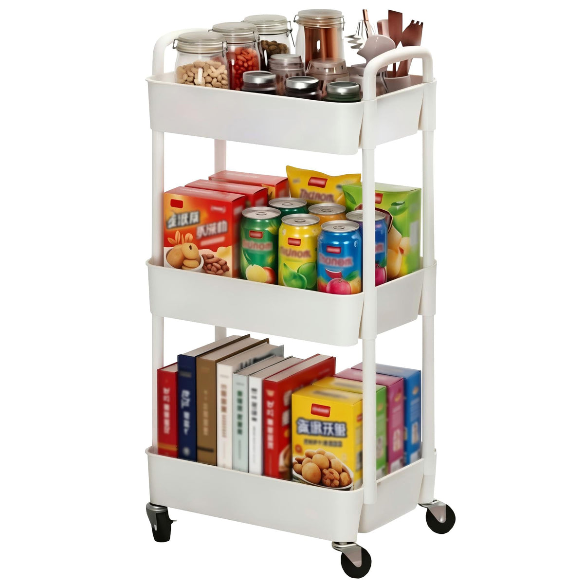 Sywhitta 3-Tier Plastic Rolling Utility Cart with Wheels - Image 1