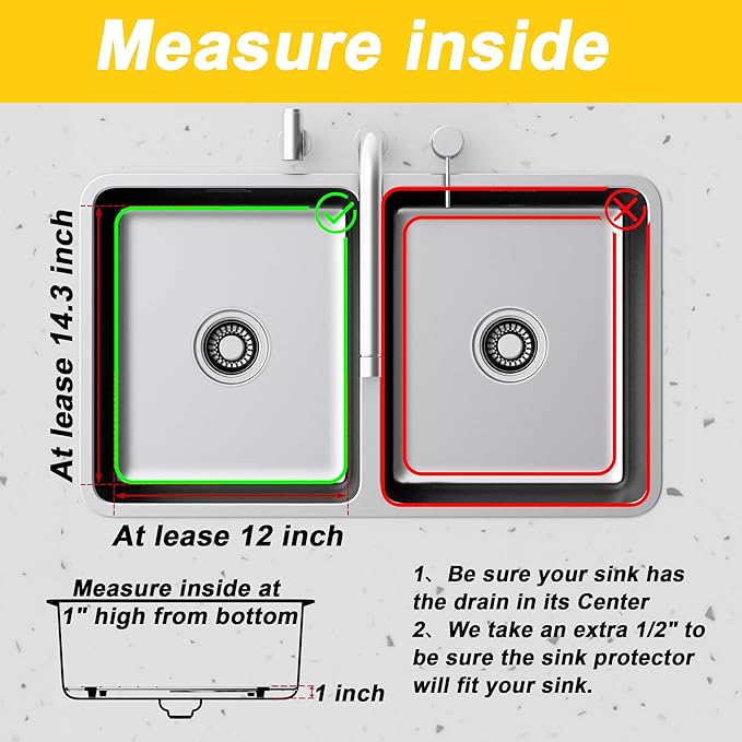 Sink Rack,Sink Protectors for Kitchen Sink,11.5" x 13.8",Stainless Steel Sink Grid for Bottom of Sink,Metal Sink Grate with Strainer,Centered Drain for Single Bowl with Corner Radius,1 pack
