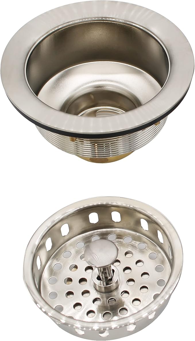 Westbrass A214-07 3-1/2" Post Style Large Kitchen Sink Basket Strainer, Satin Nickel